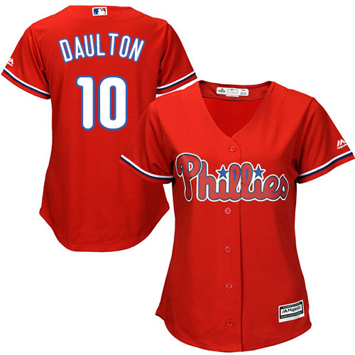 Phillies #10 Darren Daulton Red Alternate Women's Stitched MLB Jersey - Click Image to Close